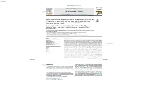 Association between human exposure to heavy metals/metalloid and occurrences of respiratory diseases, lipid peroxidation and DNA damage in Kumasi, Ghana*